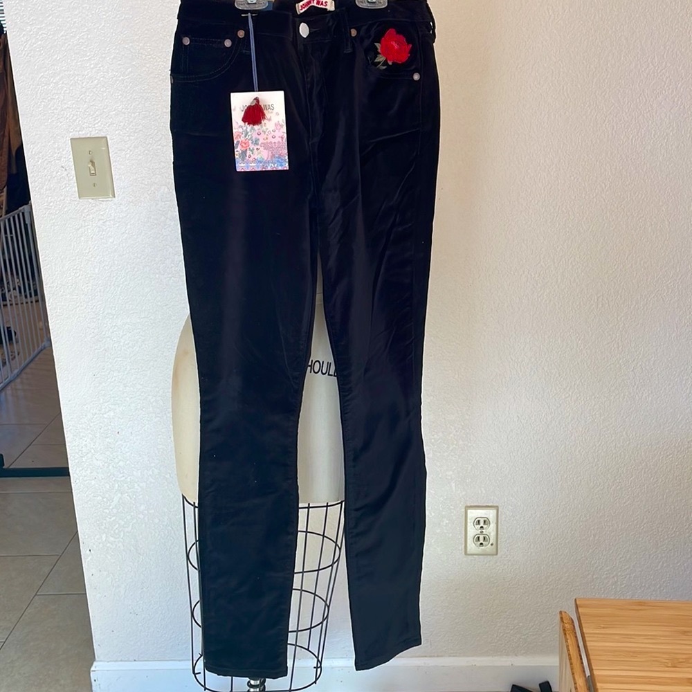 Johnny Was skinny velvet stretch jeans NWT